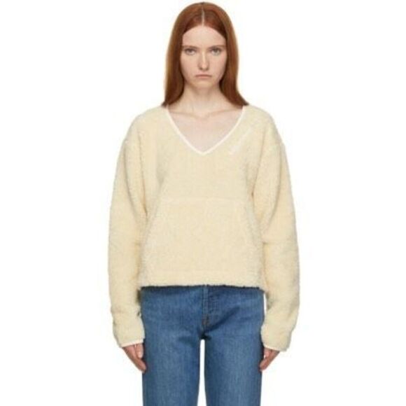 NWT Helmut Lang shaggy fleece v neck sweater size XS - Picture 1 of 10